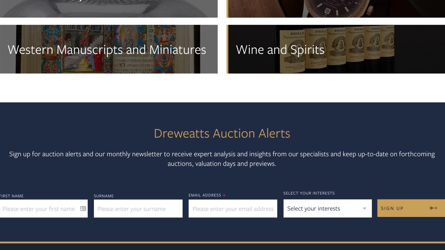 Dreweatts Sign Up Form
